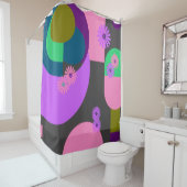 Playful Abstract Floral Shapes Douchegordijn (In situ)