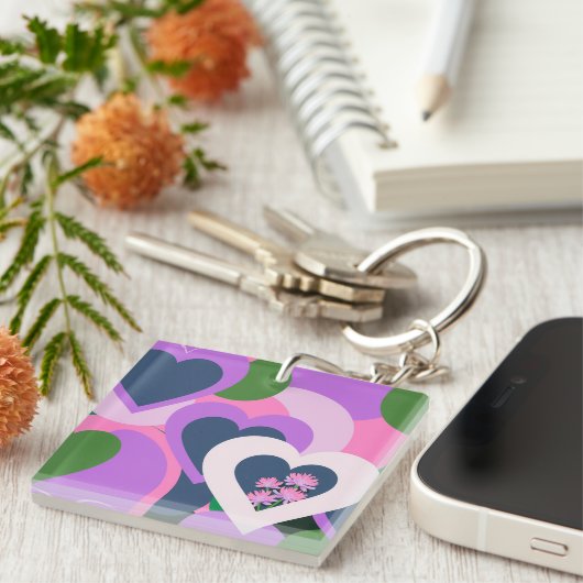 Playful Abstract Heart Acrylic Keychain (Voorkant Rechts)