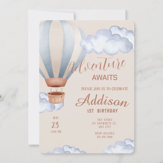 Playful Adventure 1st Birthday Party Kaart (Voorkant)