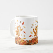 Playful Autumn Cat Mug Cute Gift Koffiemok (Voorkant links)