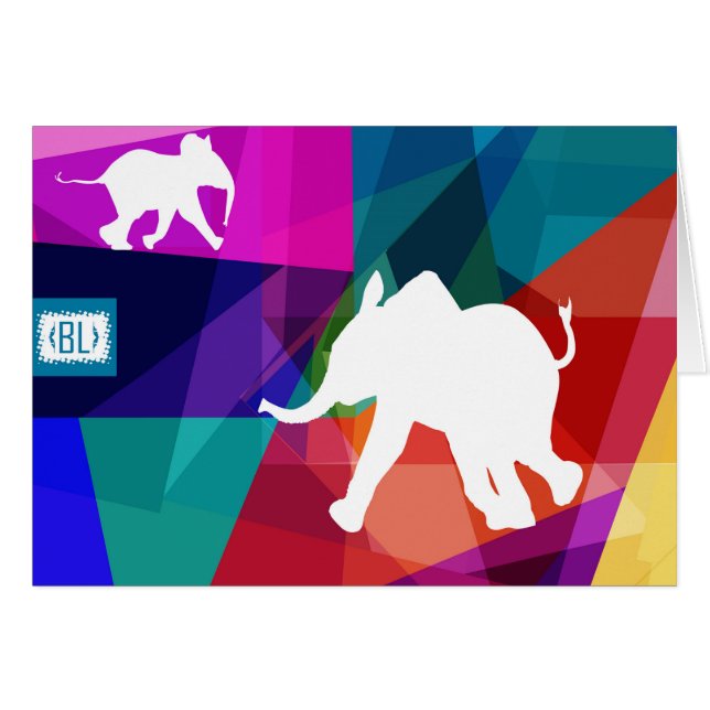 Playful baby elephant horizontal card (Voorkant Horizontaal)