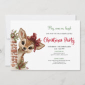 Playful baby reindeer editable Christmas invite Kaart (Voorkant)