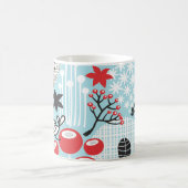 Playful Birds in Red and Blue Garden Magische Mok (Center)