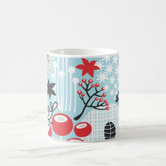 Playful Birds in Red and Blue Garden Magische Mok (Center)