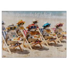 Playful Birds Personalized Glass Cutting Board Snijplank