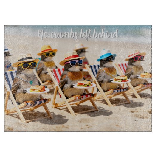Playful Birds Personalized Glass Cutting Board Snijplank (Voorkant)