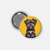 Playful Black And Gray Terrier Puppy Portrait Magneet (Voorkant / Achterkant)