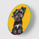 Playful Black And Gray Terrier Puppy Portrait Ronde Klok (Hoek)