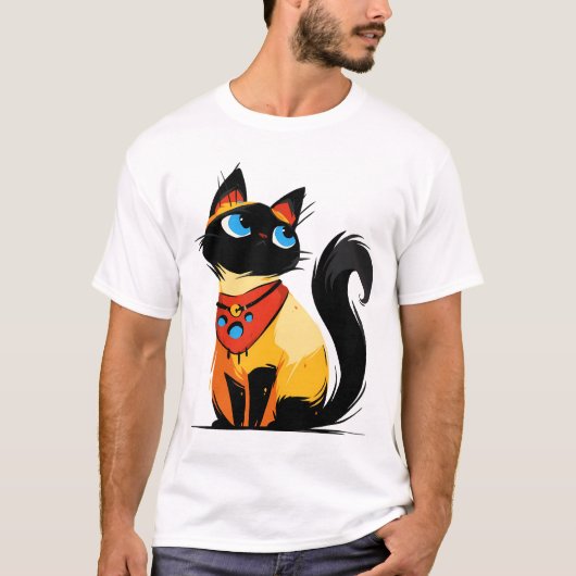 Playful black cat with bandana t-shirt (Voorkant)
