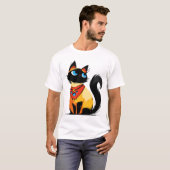Playful black cat with bandana t-shirt (Voorkant volledig)
