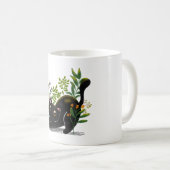 Playful Black Cat with Flowers – Cute Botanical Koffiemok (Voorkant rechts)