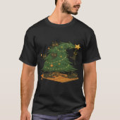 Playful Black Cats Wrecking Christmas Tree T-Shirt (Voorkant)