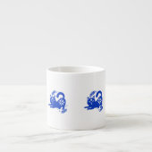 Playful Blue Cat Espresso Cup – CozyBun Espresso Kop (Voorkant)
