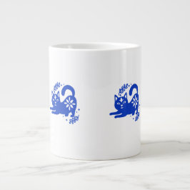 Playful Blue Cat Jumbo Coffee Mug – CozyBun Grote Koffiekop