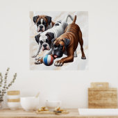 Playful Boxer Dogs  Poster (Keuken)