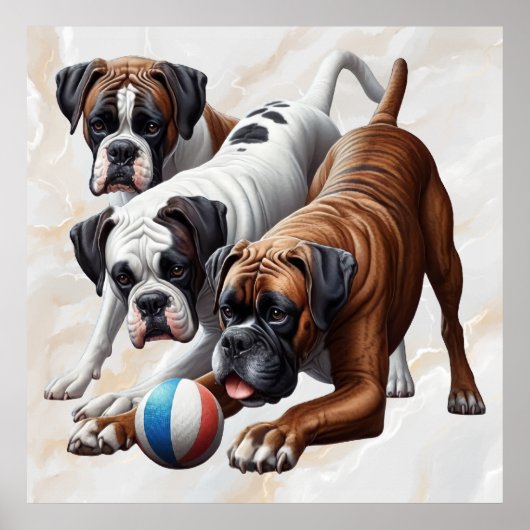 Playful Boxer Dogs  Poster (Voorkant)