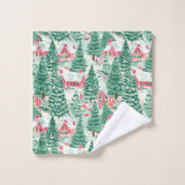Playful bright pink green Christmas preppy towel Bad Handdoek (Wasdoekje)