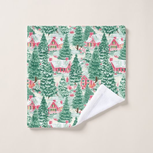 Playful bright pink green Christmas preppy towel Bad Handdoek (Wasdoekje)