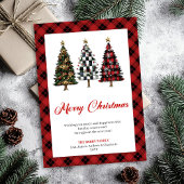 Playful Buffalo Plaid Christmas Tree Festive Card Feestdagenkaart