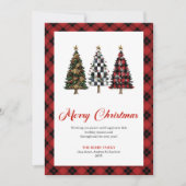 Playful Buffalo Plaid Christmas Tree Festive Card Feestdagenkaart (Voorkant)