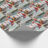 Playful Bull Terrier Dog Guarding Christmas Cadeaupapier (Hoek)