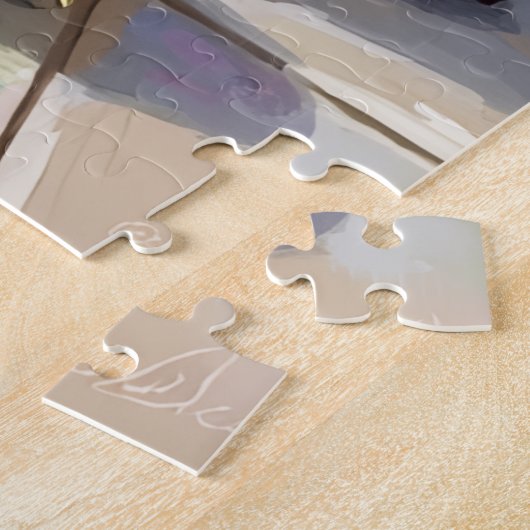 Playful Bull Terrier Dog Guarding Christmas Legpuzzel (Zijkant)