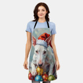 Playful Bull Terrier Dog Guarding Christmas Schort (Gedragen)