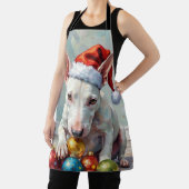 Playful Bull Terrier Dog Guarding Christmas Schort (Insitu)