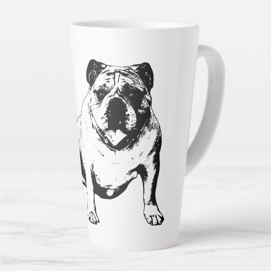 Playful Bulldog Design Latte Mok (Rechterhoek)