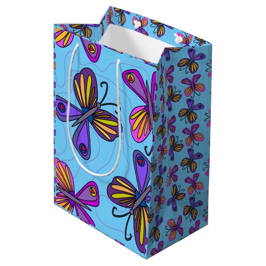 Playful Butterflies Medium Cadeauzakje (Achterkant Gekanteld)