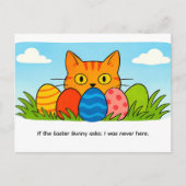 Playful Cartoon Cat Hiding Behind Easter Eggs Briefkaart (Voorkant)