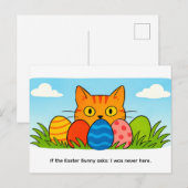 Playful Cartoon Cat Hiding Behind Easter Eggs Briefkaart (Voorkant / Achterkant)