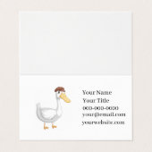 Playful Cartoon Duck with Brown Hat Visitekaartje (Buitenkant ongevouwen)