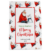 Playful Cartoon Santa Claus bright Christmas Medium Cadeauzakje (Voorkant)