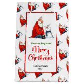 Playful Cartoon Santa Claus bright Christmas Medium Cadeauzakje (Achterkant)