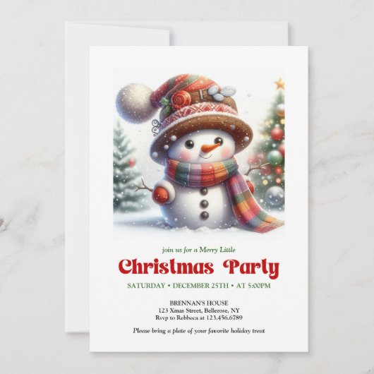Playful cartoon snowman invite festive fun digital kaart (Voorkant)