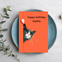Playful Cat Birthday Greeting Card Kaart