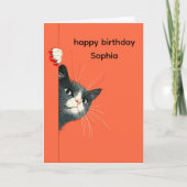 Playful Cat Birthday Greeting Card Kaart (Voorkant)