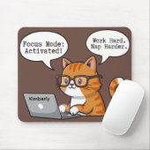 Playful Cat Design Custom Name Mouse Pad Muismat (Met muis)