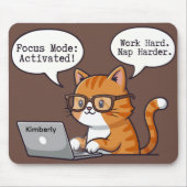 Playful Cat Design Custom Name Mouse Pad Muismat (Voorkant)