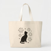 Playful Cat Fireworks Grote Tote Bag (Voorkant)