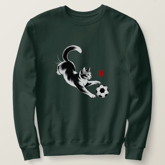 Playful Cat Soccer Sweatshirt for Men (Design voorkant)