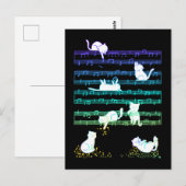 Playful Cats Colorful Music Notes Composer Cat Briefkaart (Voorkant / Achterkant)
