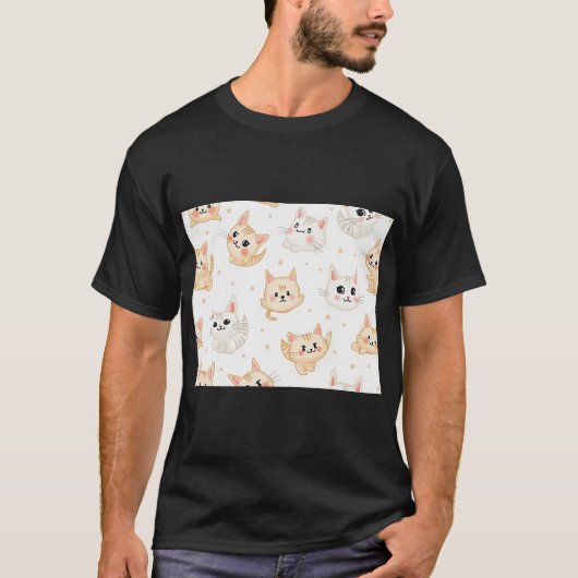 Playful Cats Pattern T-shirt (Voorkant)