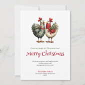 Playful Chickens Whimsical Christmas Greeting Card Feestdagenkaart (Voorkant)