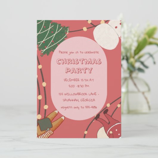 Playful Christmas Characters with Lights  Kaart (Staand voorkant)