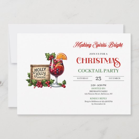 Playful Christmas Cocktails Printable Party Invite Kaart (Voorkant)