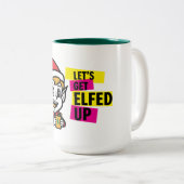 Playful Christmas Elf Tweekleurige Koffiemok (Voorkant rechts)