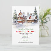 Playful Christmas scene cozy festive city invites Kaart (Staand voorkant)