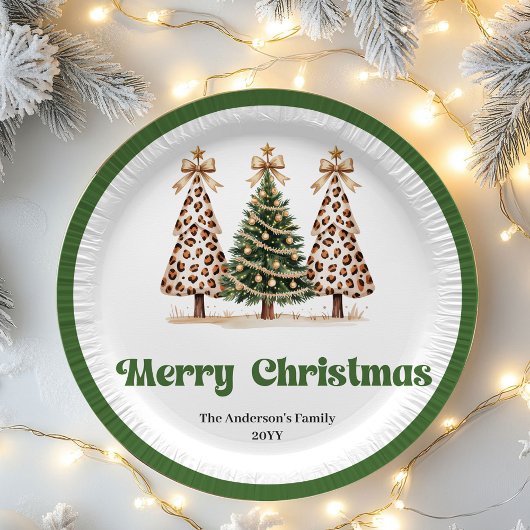 Playful Christmas Tree Editable Personalized Plate Papieren Bordje